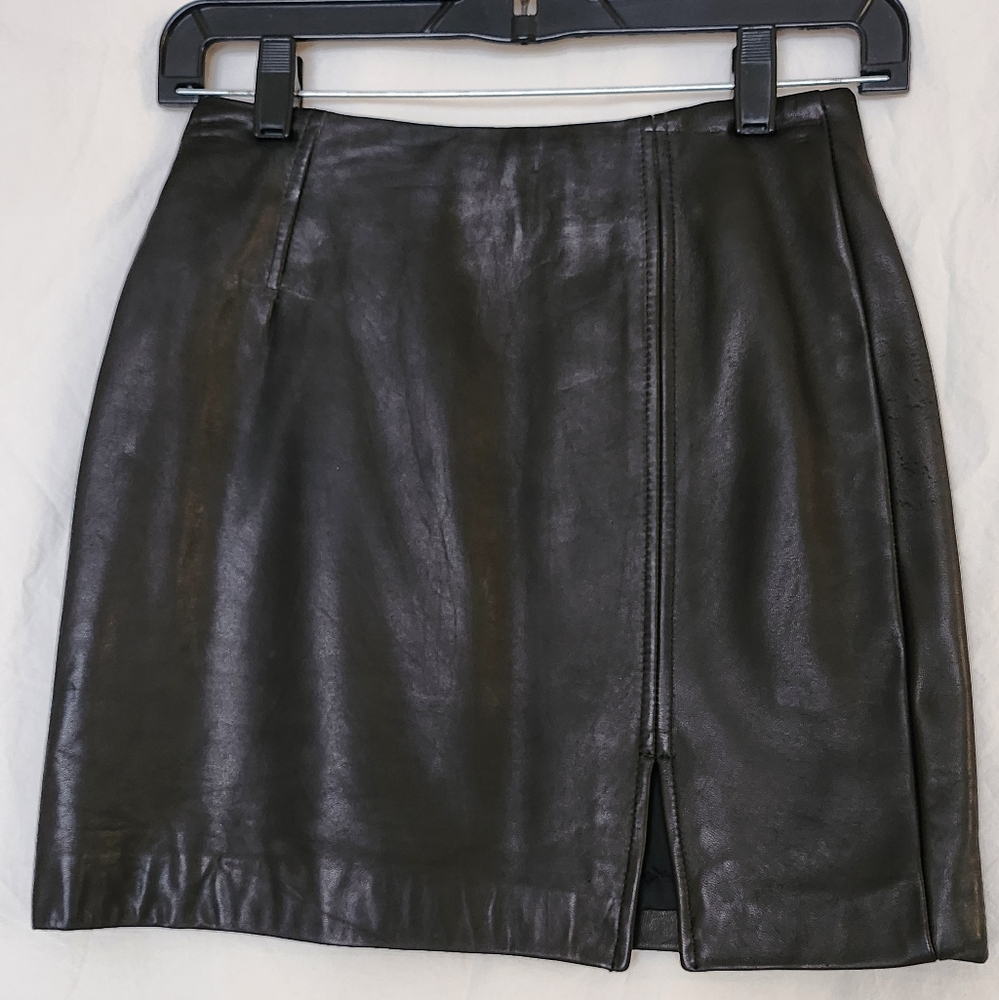 Express Black Leather Mini Skirt